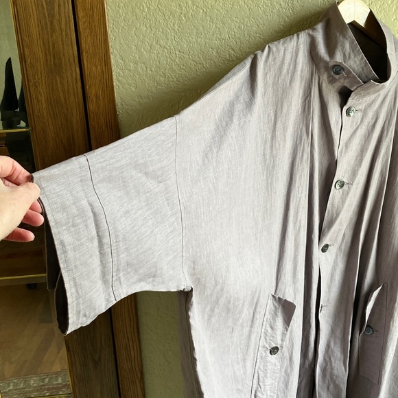 Eskandar boxy cape/coat linen - Picture 5 of 11